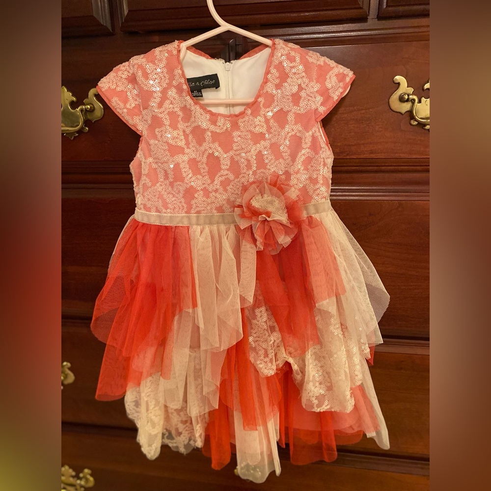 Isobella and Chloe stunning dress size 3T in ivory and coral pink